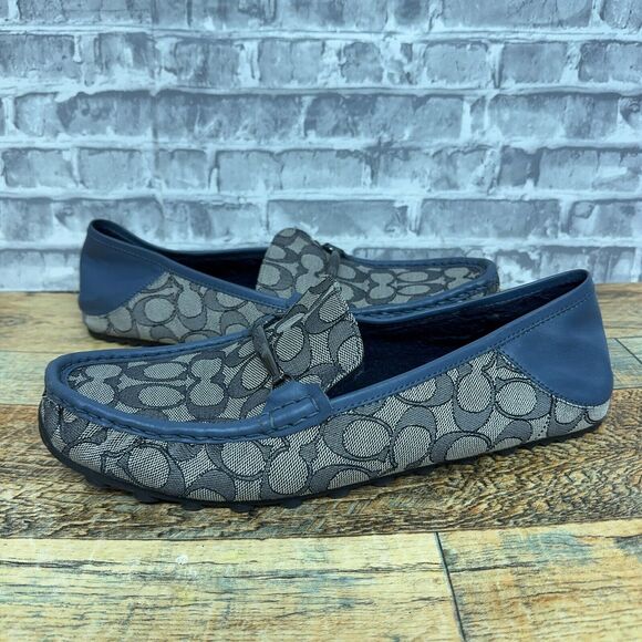 Coach Men Collapsible Heel Driver Signature Logo In Dark Ocean C5967 Size 10.5 D - Picture 1 of 12